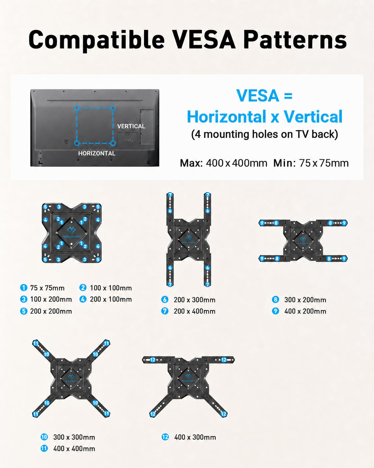 PERLESMITH Full Motion TV Wall Mount Corner for 27-60 Inch TVs — Amazon image 3