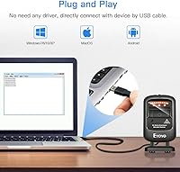 Vista 9 de Eyoyo Escáner de código de barras de escritorio 1D 2D, lector de código de barras con cable USB omnidireccional manos libres, captura códigos
