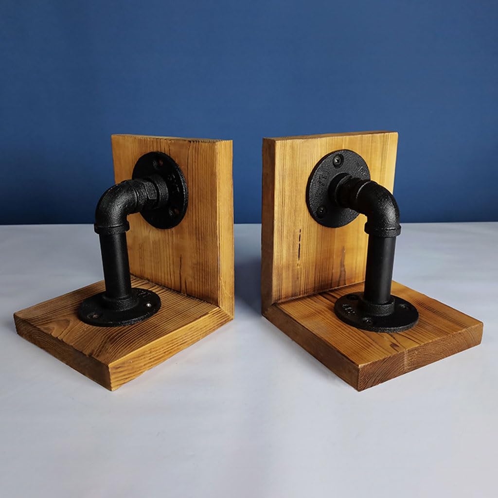 Fermalibri da scrivania in legno massello, stile industriale retrò, stile industriale, per contenere libri (A)