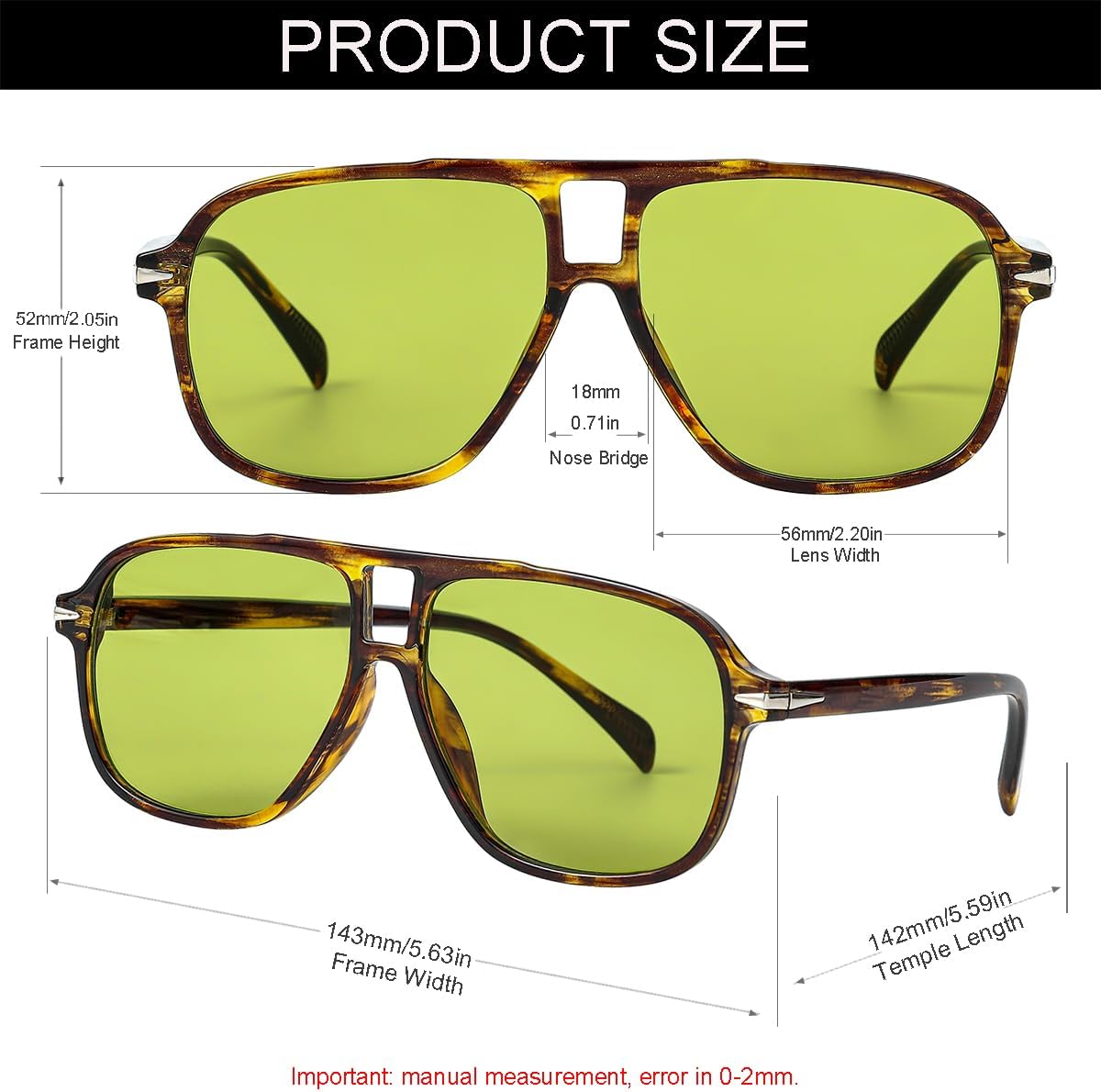 NIDOVIX Retro Aviator Sunglasses for Women Men Vintage 70s Square Classic Aviator Shades Sun Glasses UV400 Protection - Image 4