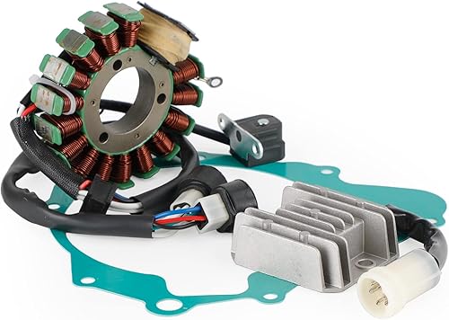 Miniatura 5 de Estator de bobina Magneto + regulador de voltaje + junta de montaje para Yamaha YFM225 Moto-4 1986-1988, YFM250 Moto-4 1989-1991