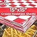 Extra Large, Grease Resistant Red Checkered Sandwich Liner 300 Sheet Pack. Microwave Safe 15x15 in Wax Paper Deli Wrap for Restaurants, Churches, BBQs, Concession Stands, School Carnivals, and Fairs.