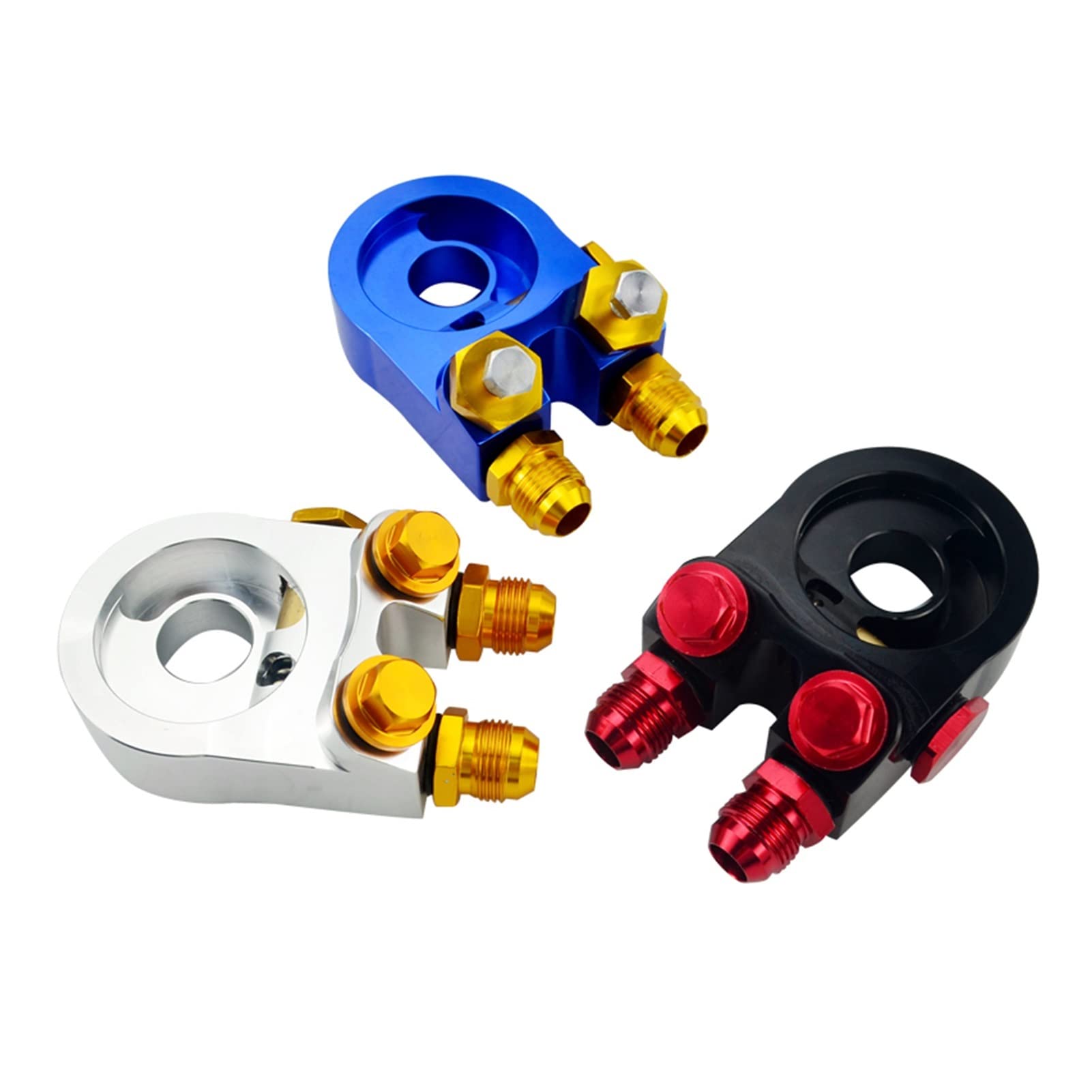 QINQIN Suministro y procesamiento de Combustible. Ajuste for Aluminio 10 Adaptador de Placa de sándwich del refrigerador del Filtro de Aceite Turbo con Termostato y Ajuste 3/4-16 UNF, M20 * 1.5