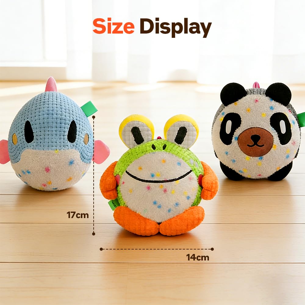 Juguete interactivo para perros, juguetes chirriantes de felpa para mantenerlos ocupados, bola de perros activada por movimiento, juguete de peluche musical para perros pequeños, gatos