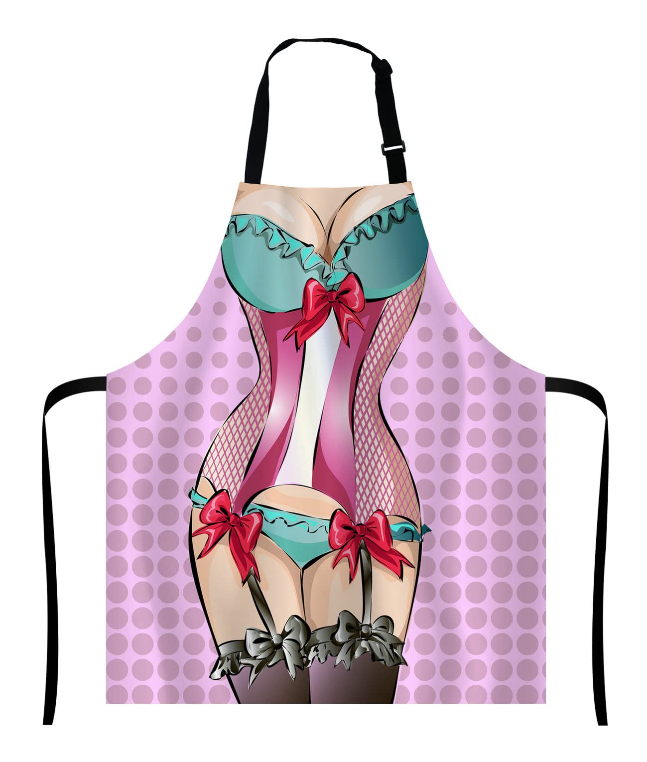 Wasach Funny Kitchen Apron, Pin-Up Sexy Bikini Women Apron,Adjustable Neck Bib for Men Women,Suitable for Kitchen Cooking Waitress Chef