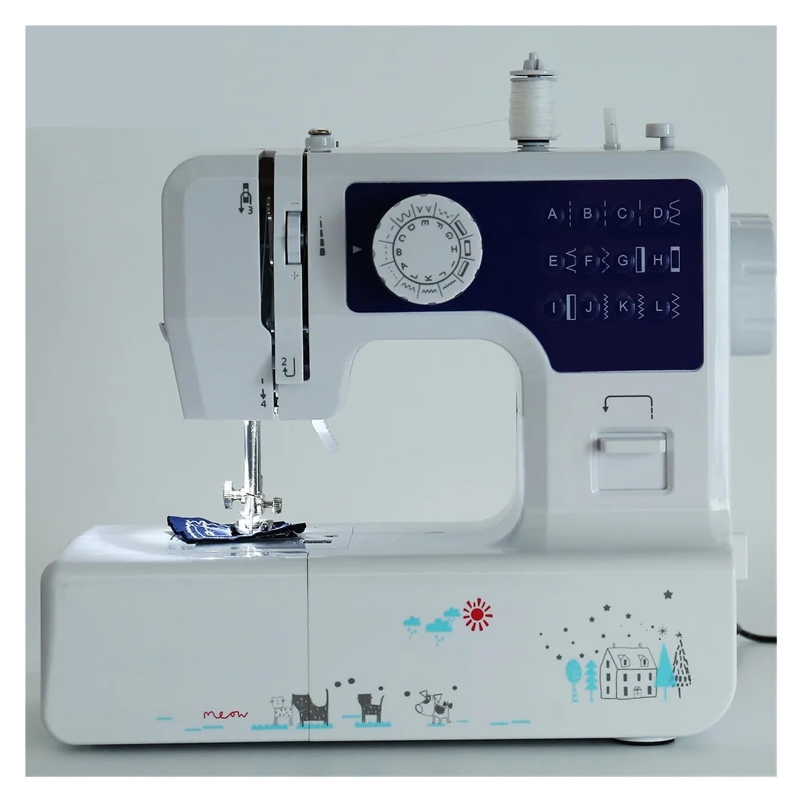 Máquina De Coser Eléctrica 12 Puntadas, Mini Pedal Portátil Con Luz Nocturna For El Hogar, Kit Dos Hilos For Potente Silenciosa Y Estable(Purple with foot)