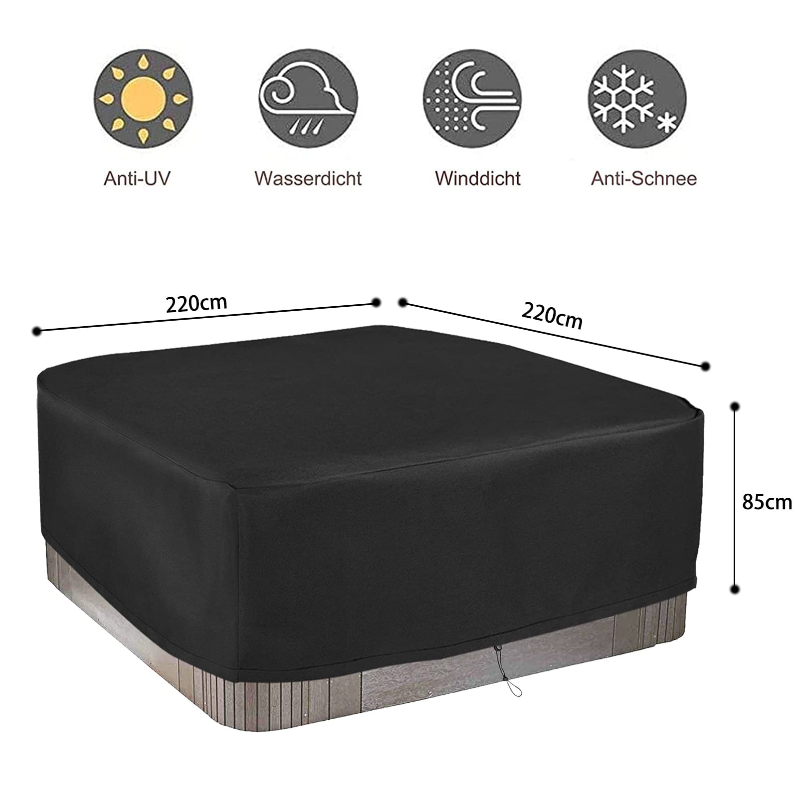 Schleuder Cubierta para,Cubiertas Protectoras de bañera de hidromasaje de SPA Resistentes a la Intemperie,protección contra el Viento y los Rayos UV (220 * 220 * 85 cm)