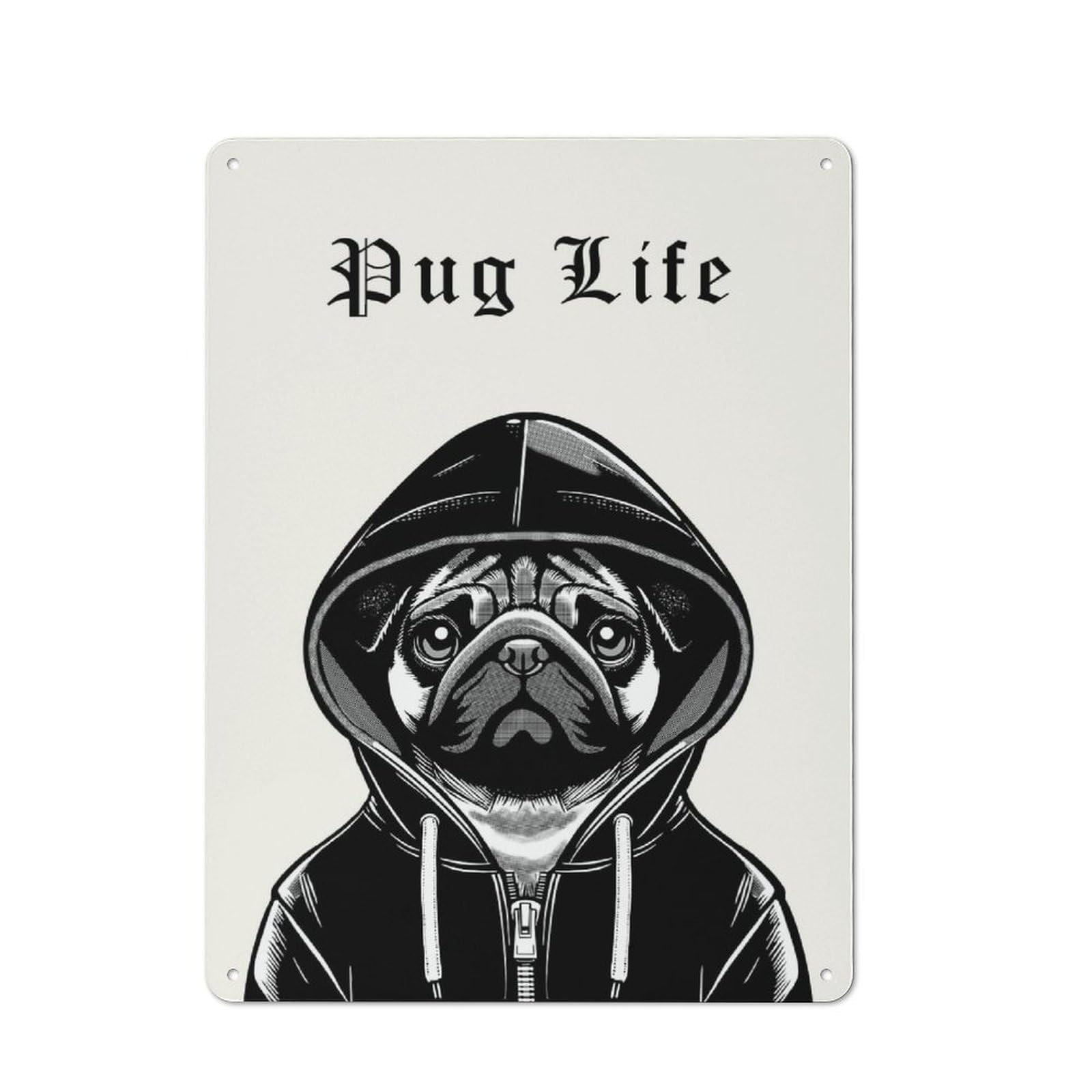 Junmoney Style-9 Metal Gift Sign With Pug Life Design 40X30cm, Character Room Wall Plaque For Flat, Dorm Room, Lounge Or Cafe