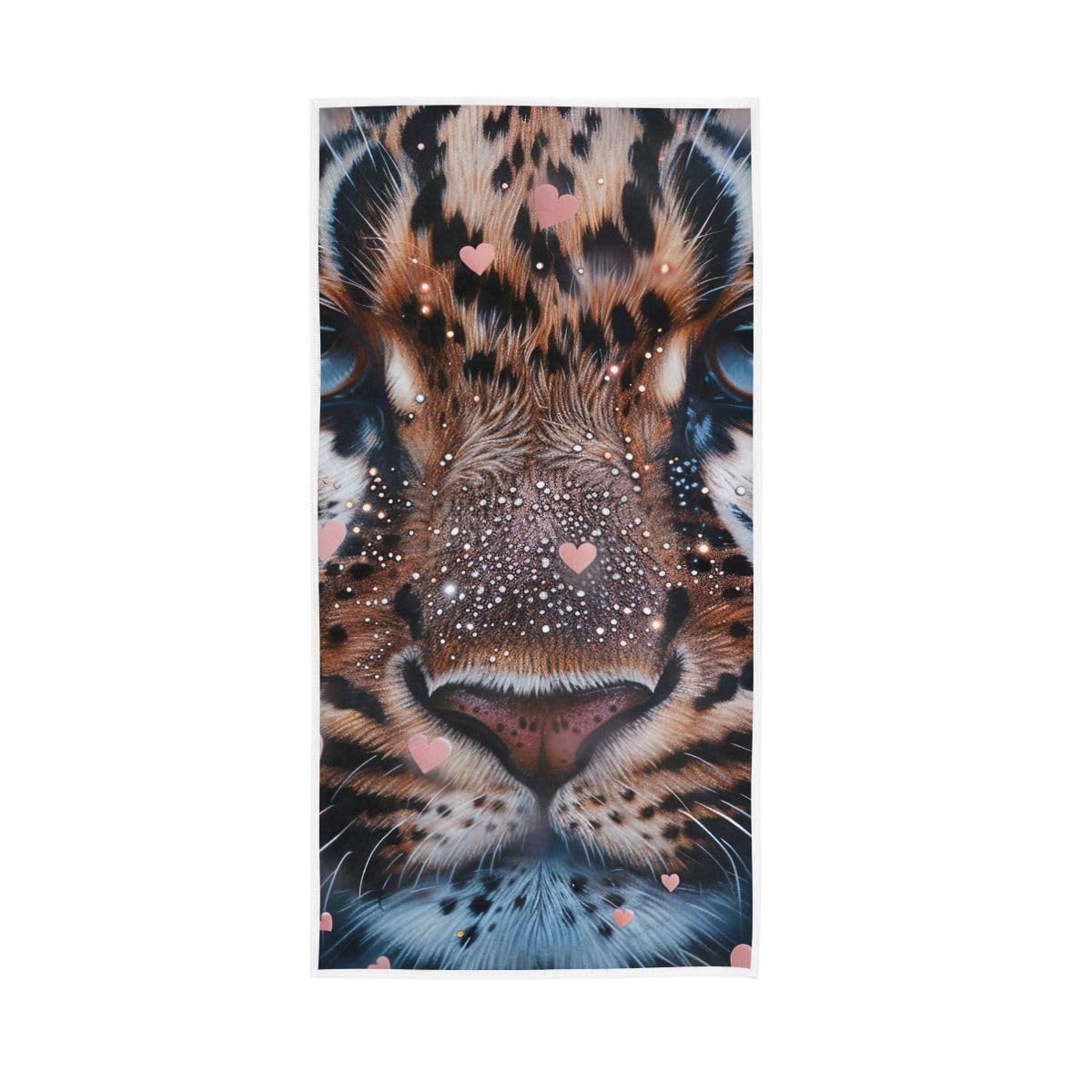 HUYGD Cute Leopard Face Hand Towels for Bathroom Clearance, Hand Towel for Bathroom, Travel, Camp, Hotel, Spa 15 x 30 Inches