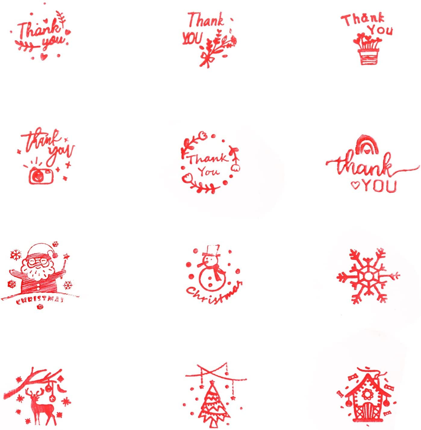 Fun Gift 12 Mini Tampon Noel Décorations de Noël Uniques, Tampon Scrapbooking DIY Noel pour Enfants, Flocons de Neige, Père Noël, Convient comme Cadeau de Nouvel an et de Noël