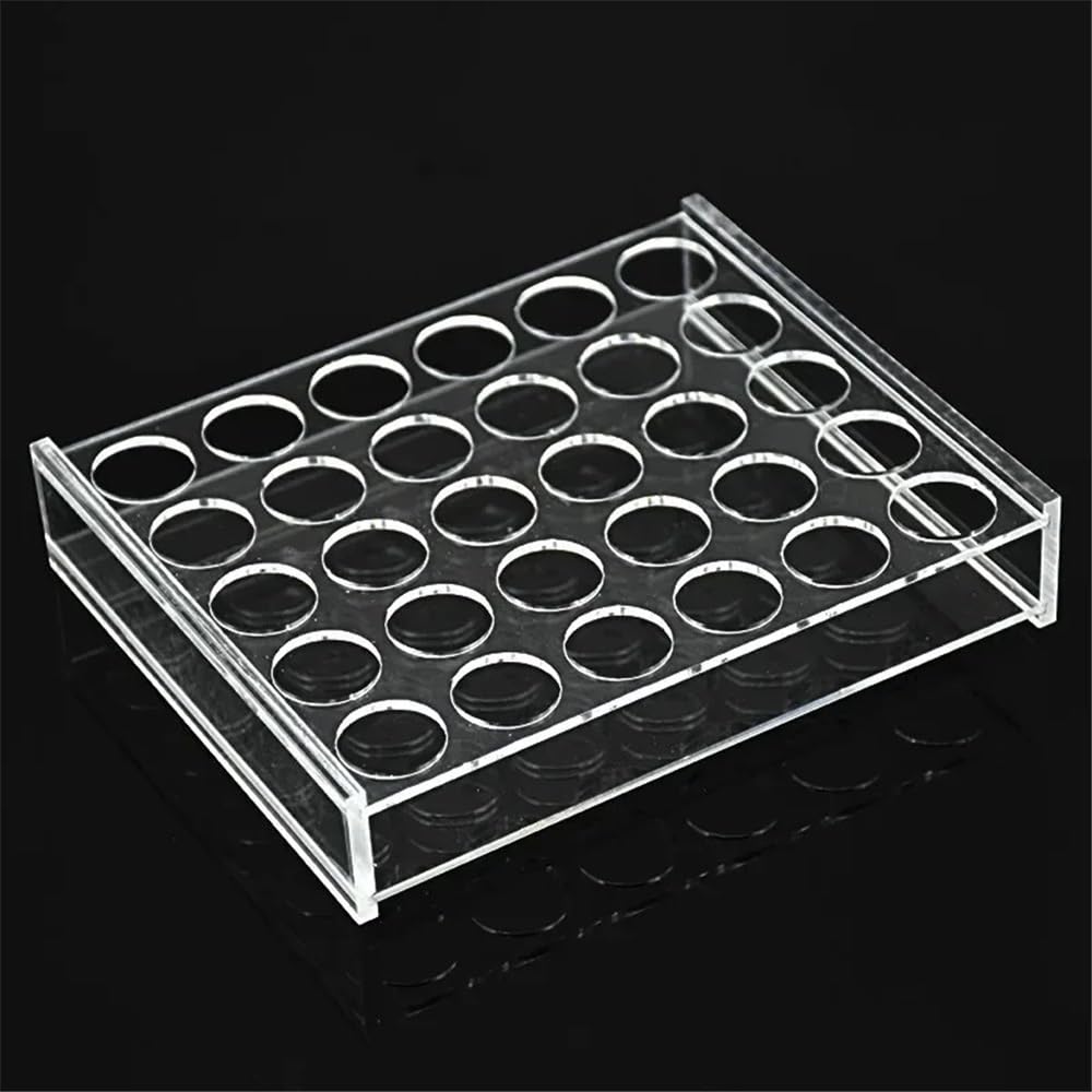Cristalería de Laboratorio Rack for viales de 20, 40 y 60 ml. Soporte for 30 viales. Portabotellas de muestra de 28,5 mm de diámetro.