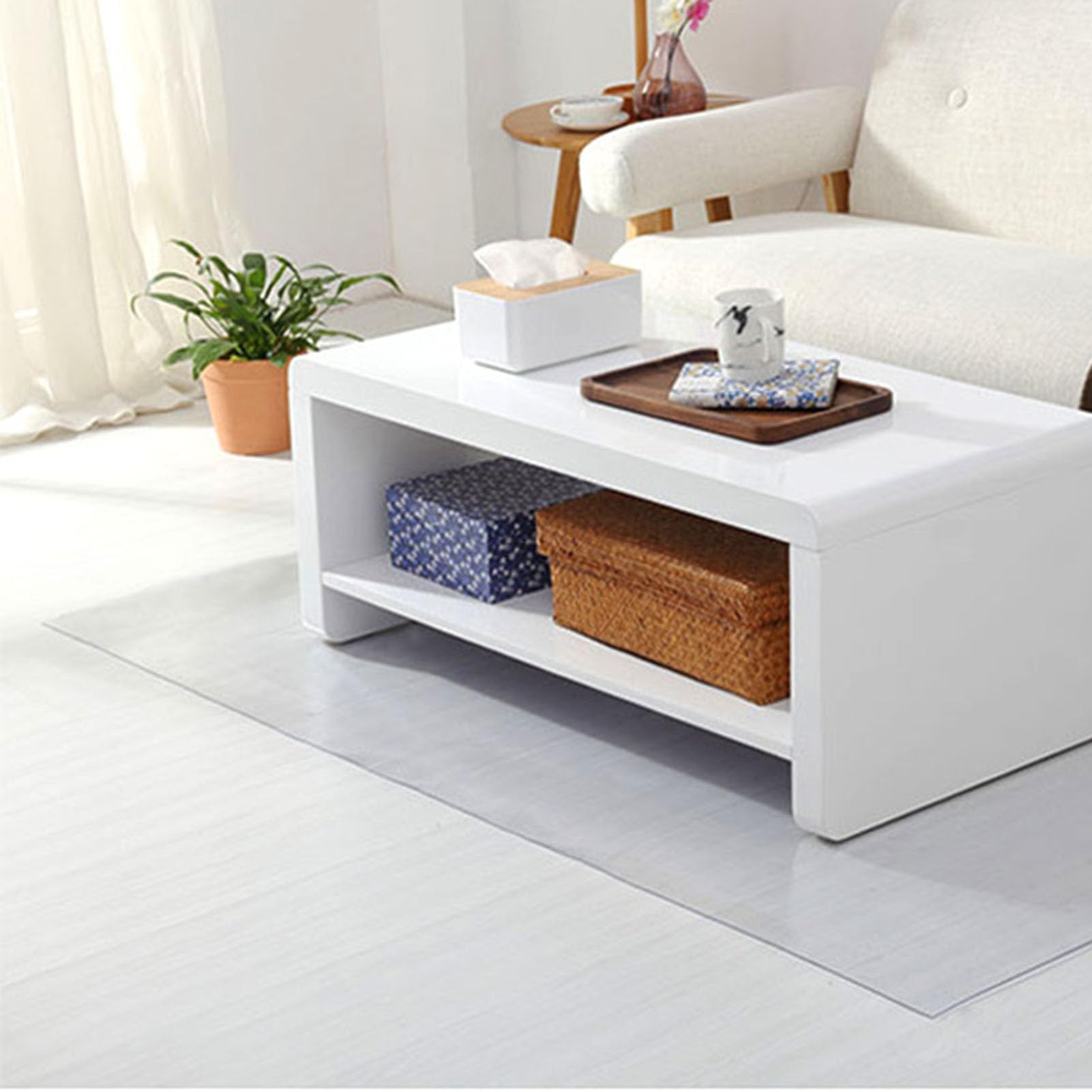 Grand tapis de chaise de bureau transparent pour sols en bois dur et moquette – Tapis de protection transparent multifonction pour carrelage en parquet stratifié – Facile à nettoyer (150 cm x 300 cm)