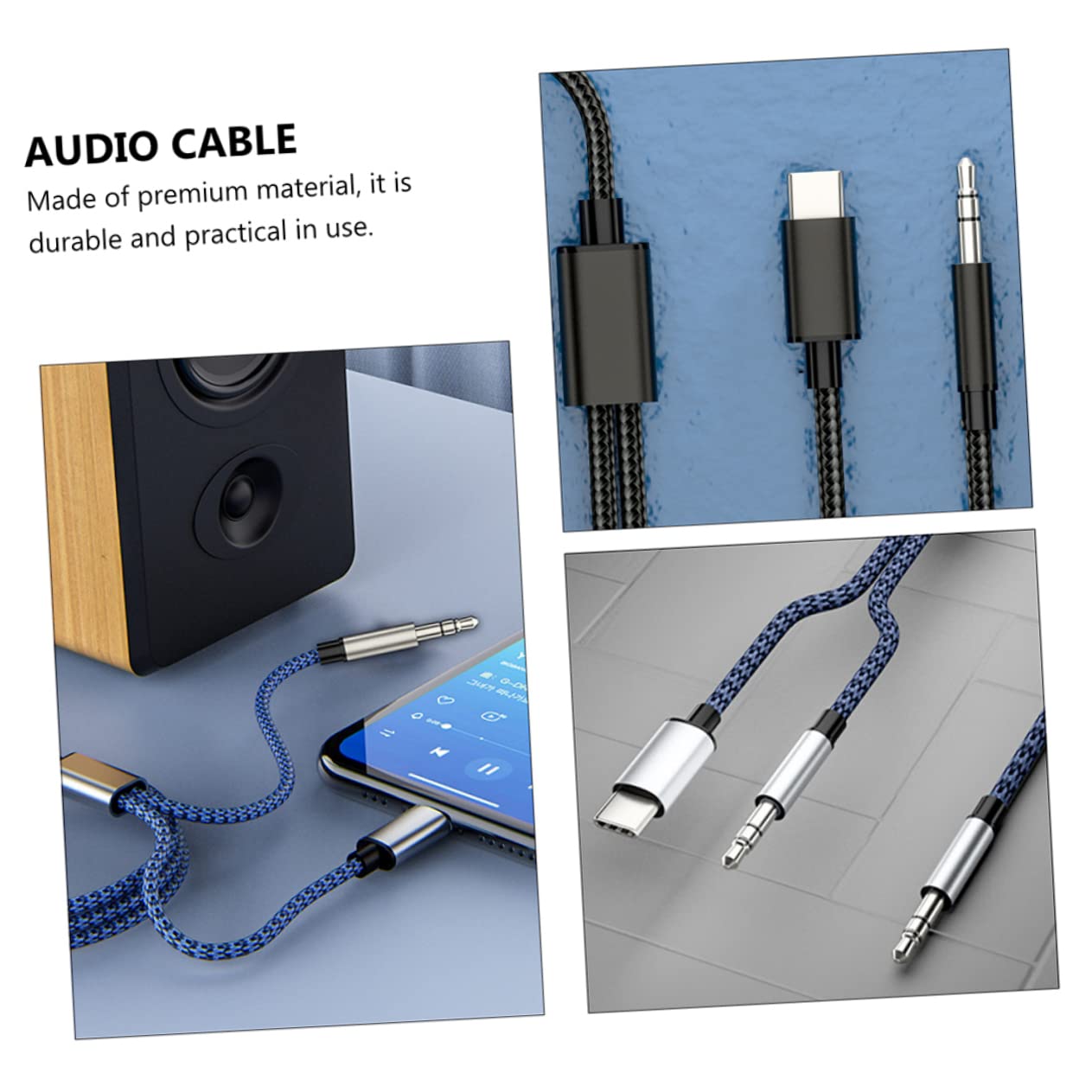 3stücke Fahrzeugmontierte Audio-kabelverbindung Für -c Geräte Langlebiges Geflochtenes Kabel Player Smartphones Und Lautsprecher Erhältlich