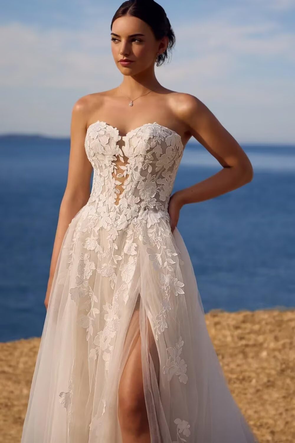 Boho Wedding Dress for Bride Mermaid Beach Bridal Gowns with Train