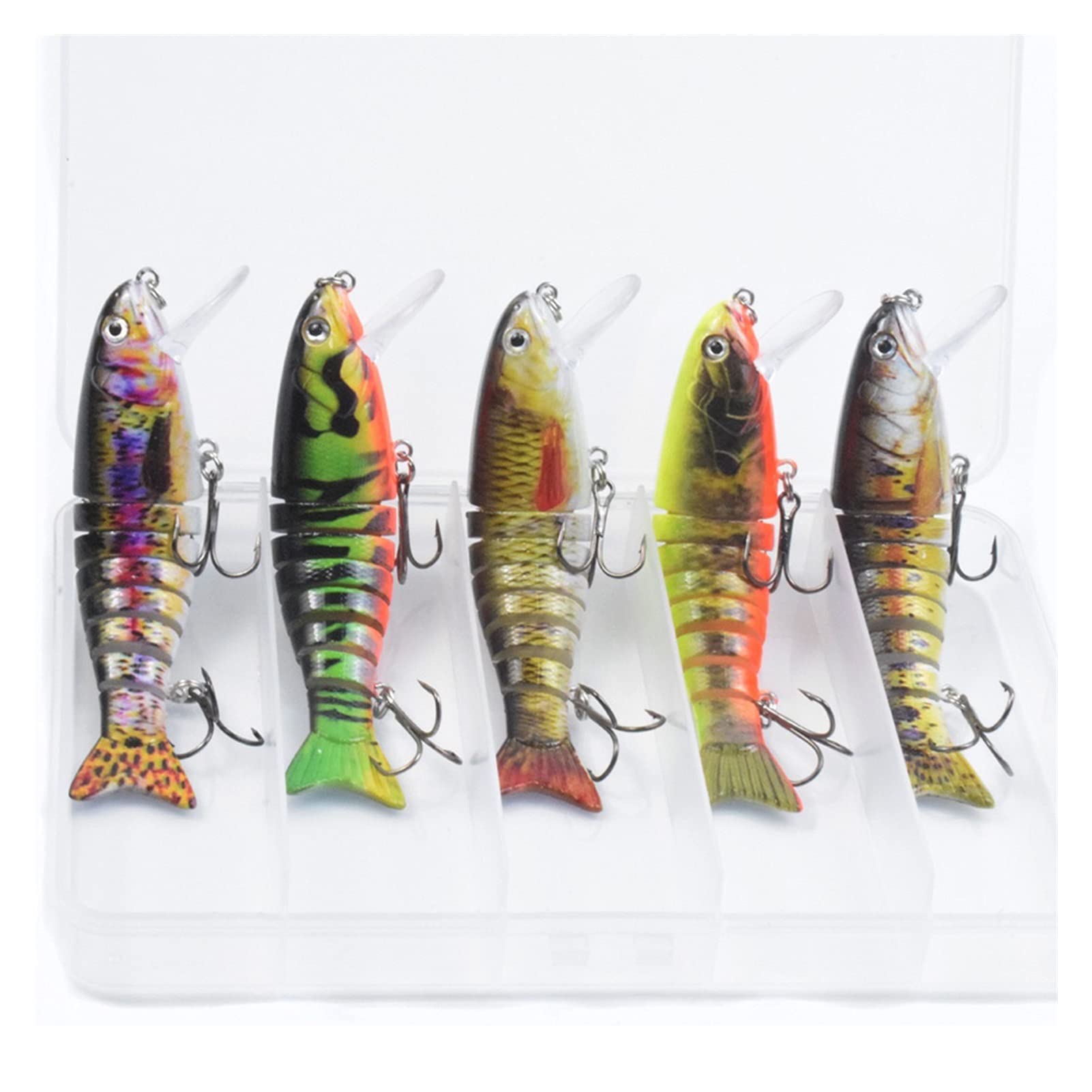 Señuelos de Pesca Señuelos de Pesca hundimiento Wobblers Conjuntos de Pesca señuelos de Pesca 8 segmentos Minnow Cebos Artificiales Pesca Tackle 5pcs/ Caja Cebos Artificiales