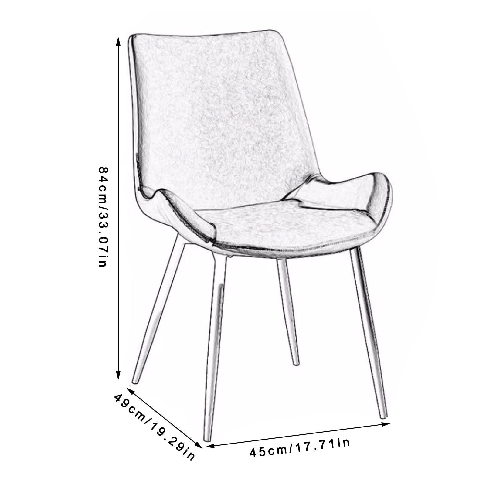 SJIALEN 1 Pcs Modern Dining Chair, Metal Feet Office Meeting Room Reception Chair PU Leather Backrest Kitchen Chair Kitchen Chair (Color : Blue, Size : 45x49x84cm)