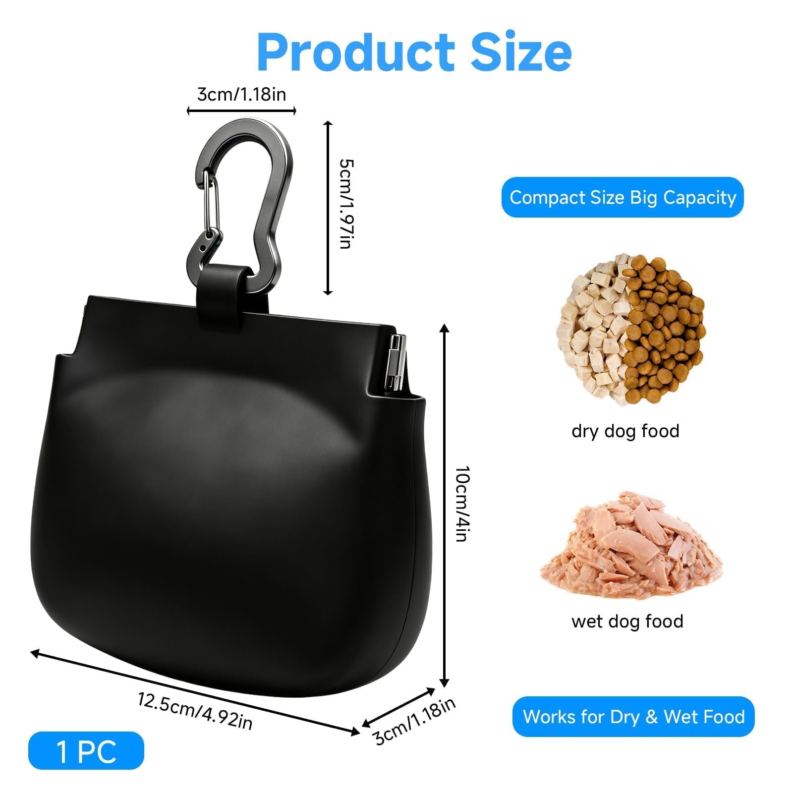 Silikon-Hundeleckerli-Tasche mit automatisch schließendem Deckel, Einhandzugriff-Trainingstasche mit Zuglasche, kleine Leckerli-Tasche im Taschenformat mit Clip für Leine, wasserdichtes