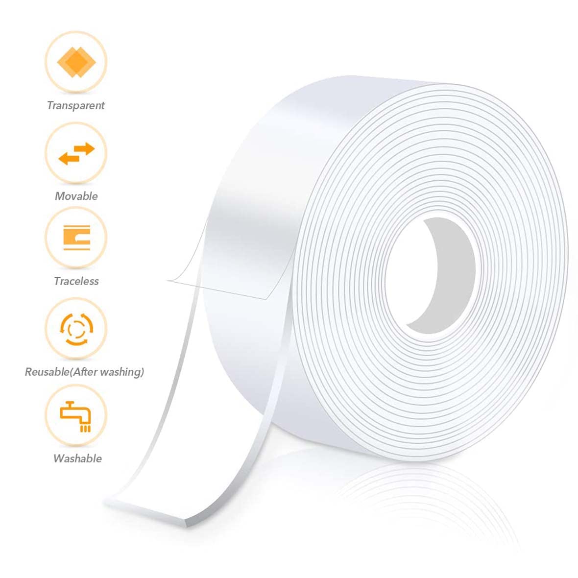 Ruban adhésif double face de 1,2 cm x 30,5 m, robuste, 3 m, ruban adhésif en mousse étanche pour bande lumineuse LED, décoration de maison, de bureau, de voiture