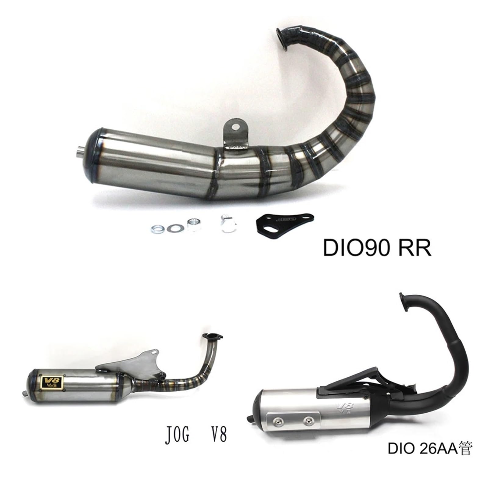 Marmitta motocicletta Tubo di scarico per moto V8 modificato, scarico completo per JOG V8 DIO V8 BWS V8 ZX V8 DIO90 RR DIO 26AA ZX 26AA Accessori
