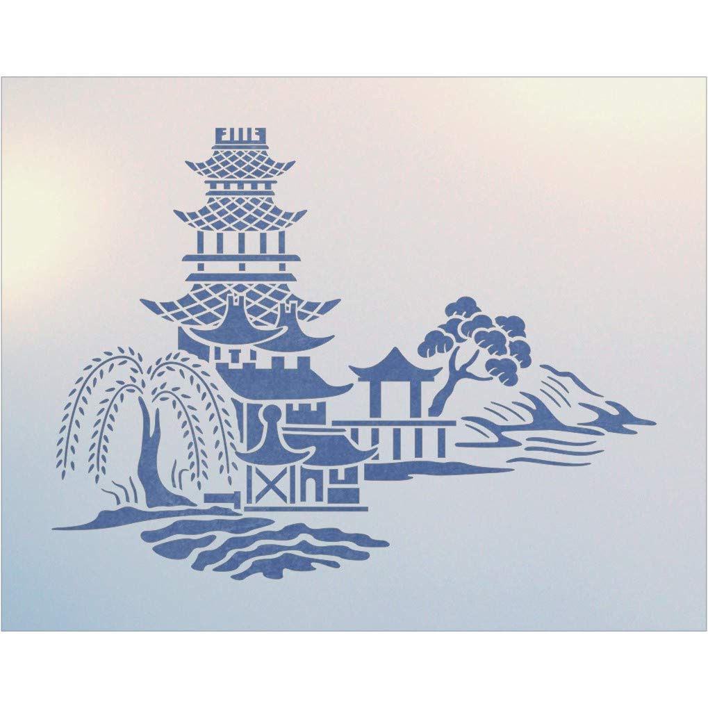 Buy Blue Willow Stencil Japanese Pagoda Asian Temple Oriental Chinese