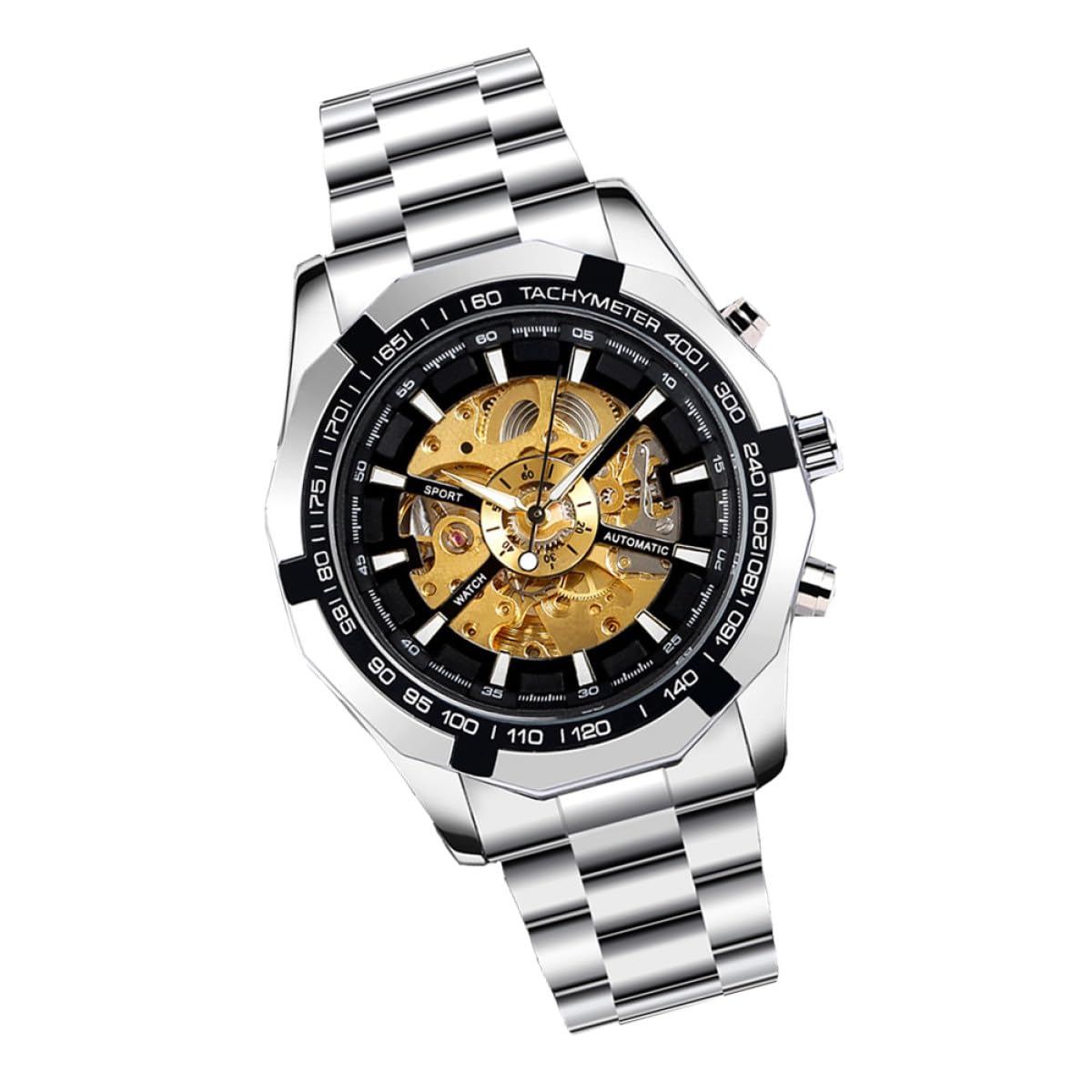 Ciieeo Reloj Mecánico Esqueleto Estilo y Elegancia sin Batería para Hombre y Aleación de Zinc Esfera Clara Adecuado para Asistir a Cualquier Ocasión