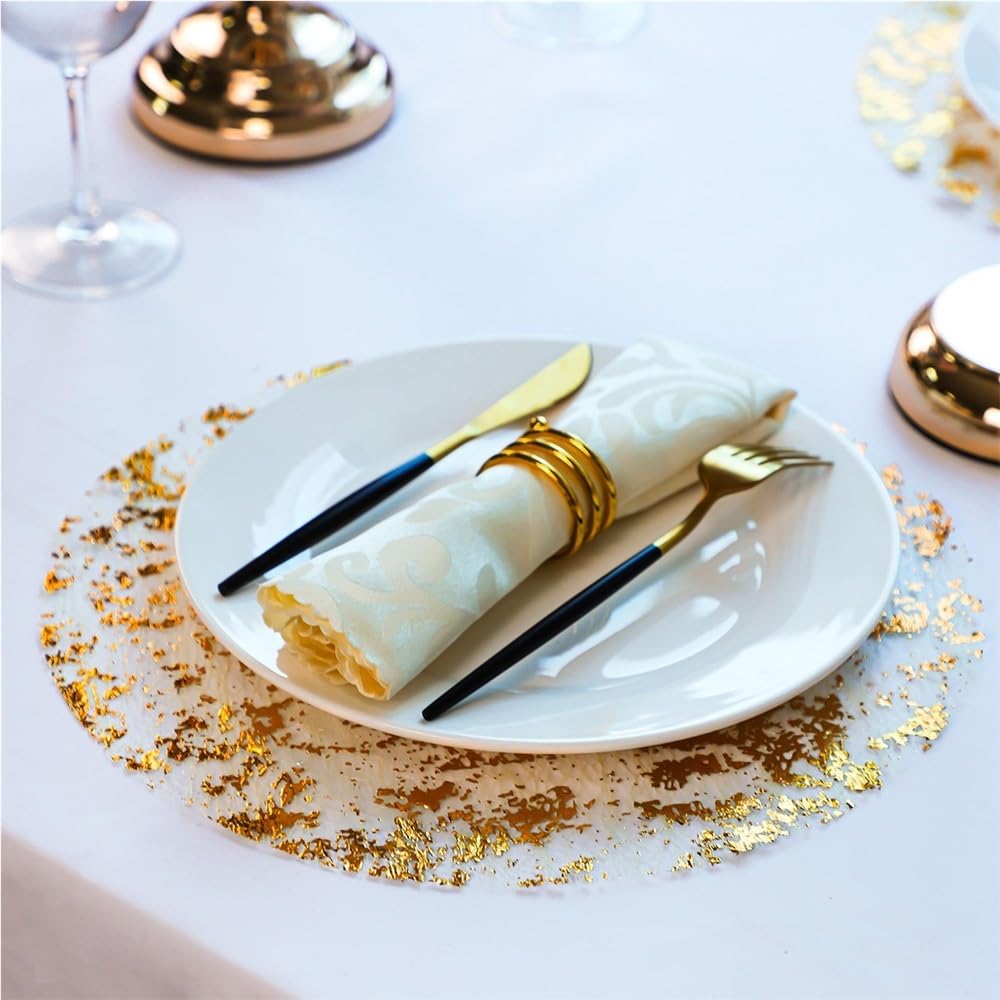 12/50 manteles individuales desechables de lámina metálica dorada prensada para el hogar, fiesta de cumpleaños, decoración de mesa de comedor (50 unidades)