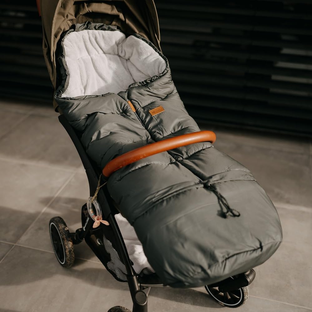 Petite&Mars JIBOT - Coprigambe universale con muffole, passeggino, carrozzina, seggiolino auto, letti, grigio, impermeabile, caldo, antivento