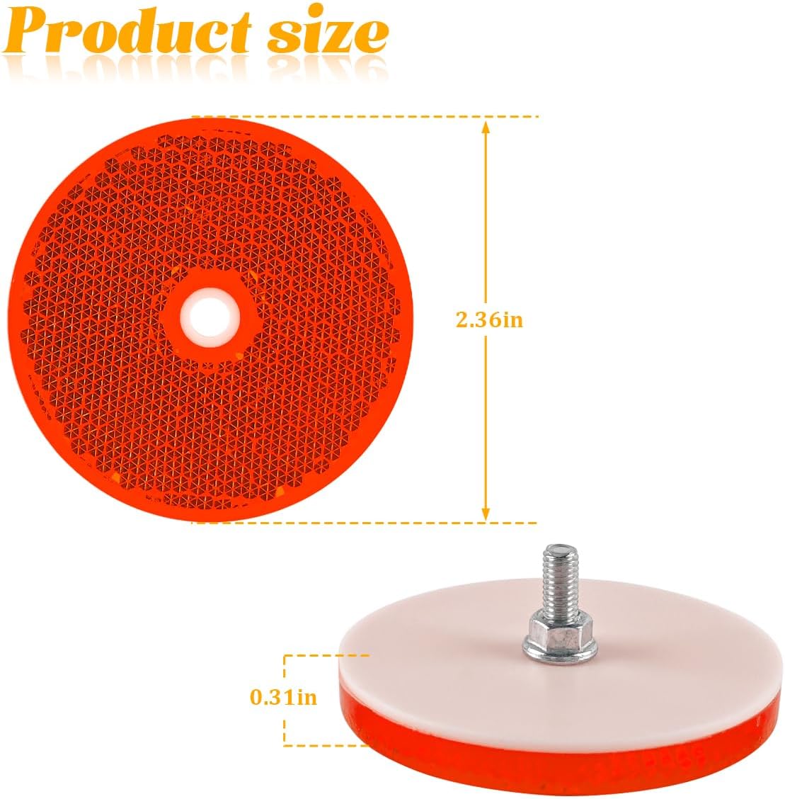 Car Front Round Reflector, 16PCS 2.36" Safety Vehicle Reflectors with Center Mounting Holes & Screws, Reflective Marker for Driveaway Fence Gate Post, Universal for Truck Sedan SUV (Red) image 2