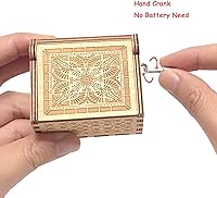 Vista 2 de Pursuestar - Caja de música de madera grabada, con manivela, para boda, San Valentín, Navidad, regalo de cumpleaños