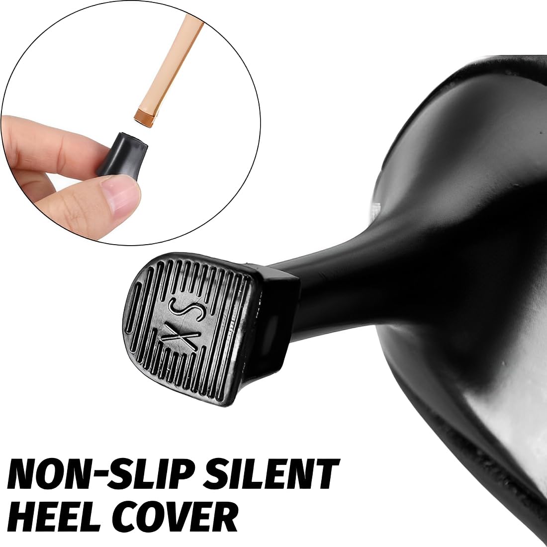 JEYORZY 8 pares protectores de tacón alto, protector de talón, puntas de repuesto para zapatos, antideslizantes, antirruido, para bodas de tacón alto actividades al aire libre fácil de caminar, negro