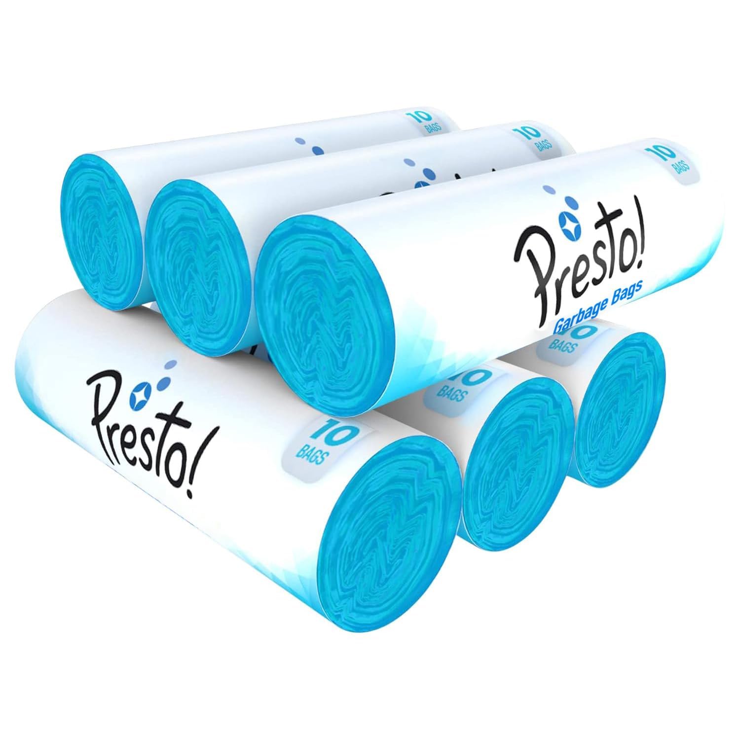 Amazon Brand - Presto! Garbage Bags | Extra Large XL | 60 Count| 10 Bags X 6 Rolls | 30 X 37 Inches | For Dry Waste | Blue