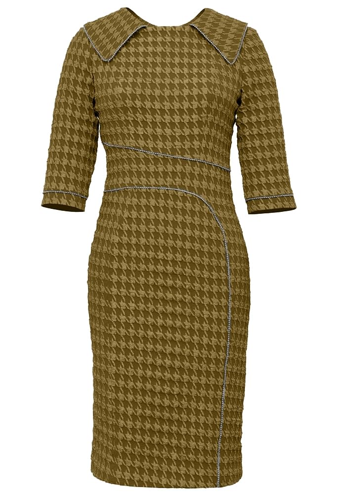 CHIC STAR Womens Trimed Houndstooth Jacquard Dress