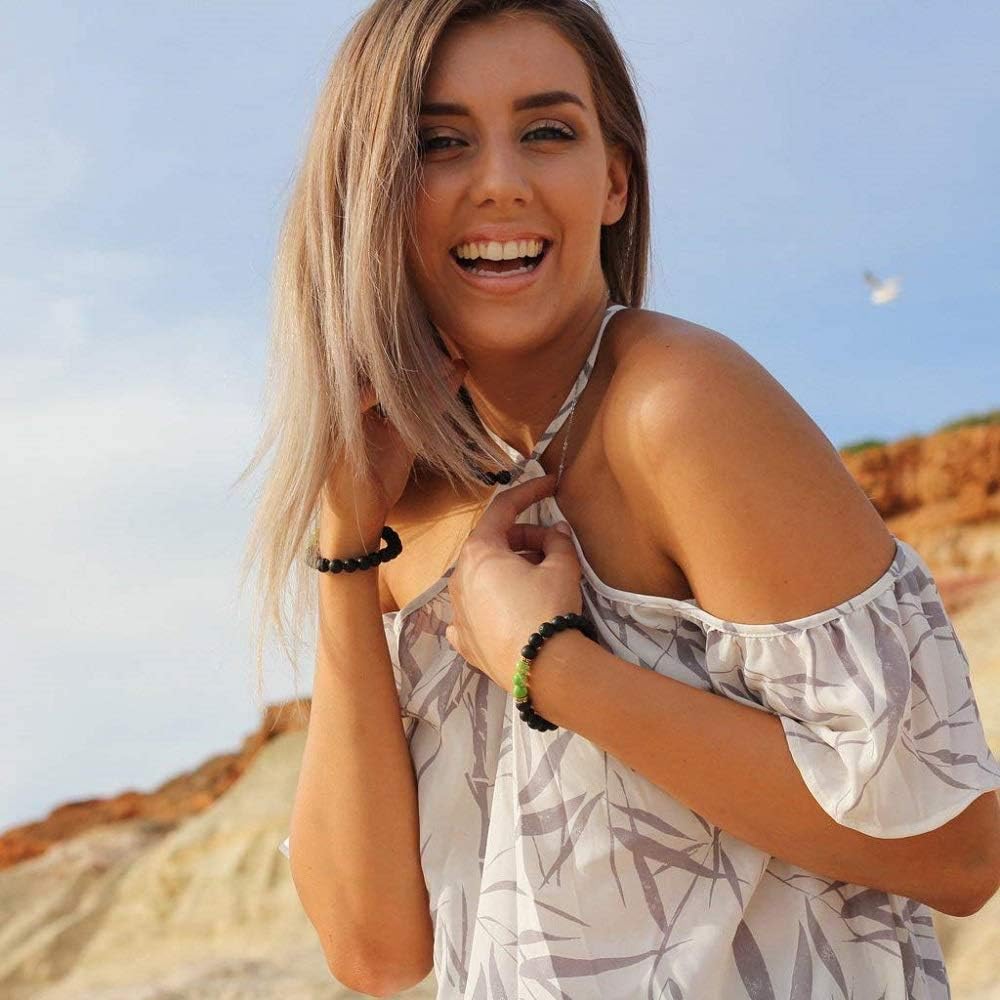 Civilipi Chakra Beads 8mm Spacer Beads Set Lava Beads Stone Rock Kit Loose Beads for Necklace Jewelry Making 2 roll Crytal Strings