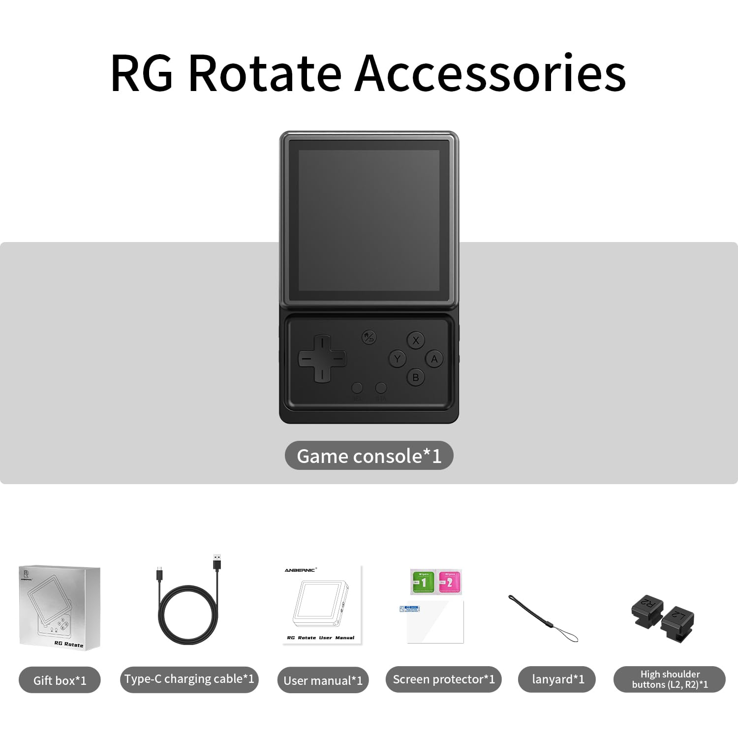 RG Rotate Retro Handheld Game Console, 3,5-Zoll-Schwenkdisplay Android-Portabel Player, Unisoc T618-Chip 3GB+32GB, 2000 mAh-Batterie, Aluminiumlegierung + Kunststoff