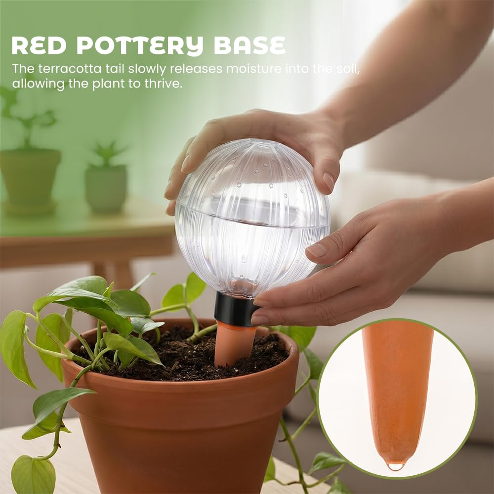 Globes d'Arrosage pour Plantes,4 Pièces 500ML Arrosage Plante Vacances, Arrosage Automatique Interieur Cône d'Arrosage, Goute a Goute Arrosage Plante Interieur pour Bureau Voyage Vacances