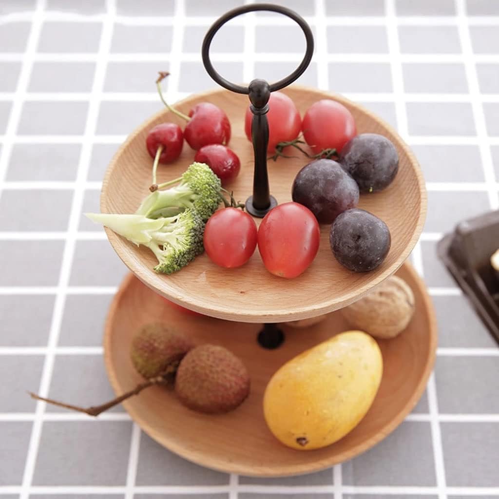 FMURY European Table Party Snack Storage Round Bread Kitchen Candy Tool Decoration Wooden Fruit Tray Home Layer