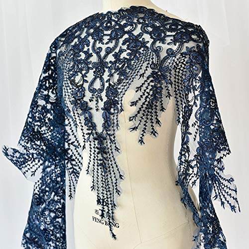 Multicolor Ultra largo paillettes ricamo tessuti di pizzo accessori 60 cm sposa velo da sposa abiti in pizzo fai da te materiali artigianali- bianco, prezzo 3 yard