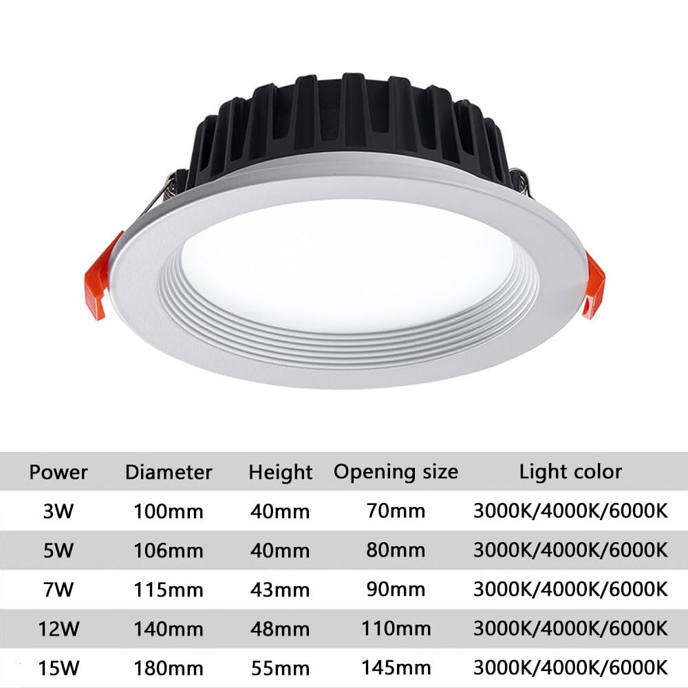 Faretti da soffitto, Faretti da incasso 3000K/4000K/6000K Dimensioni multiple Illuminazione decorativa domestica(4000k,4 Pack 7W)