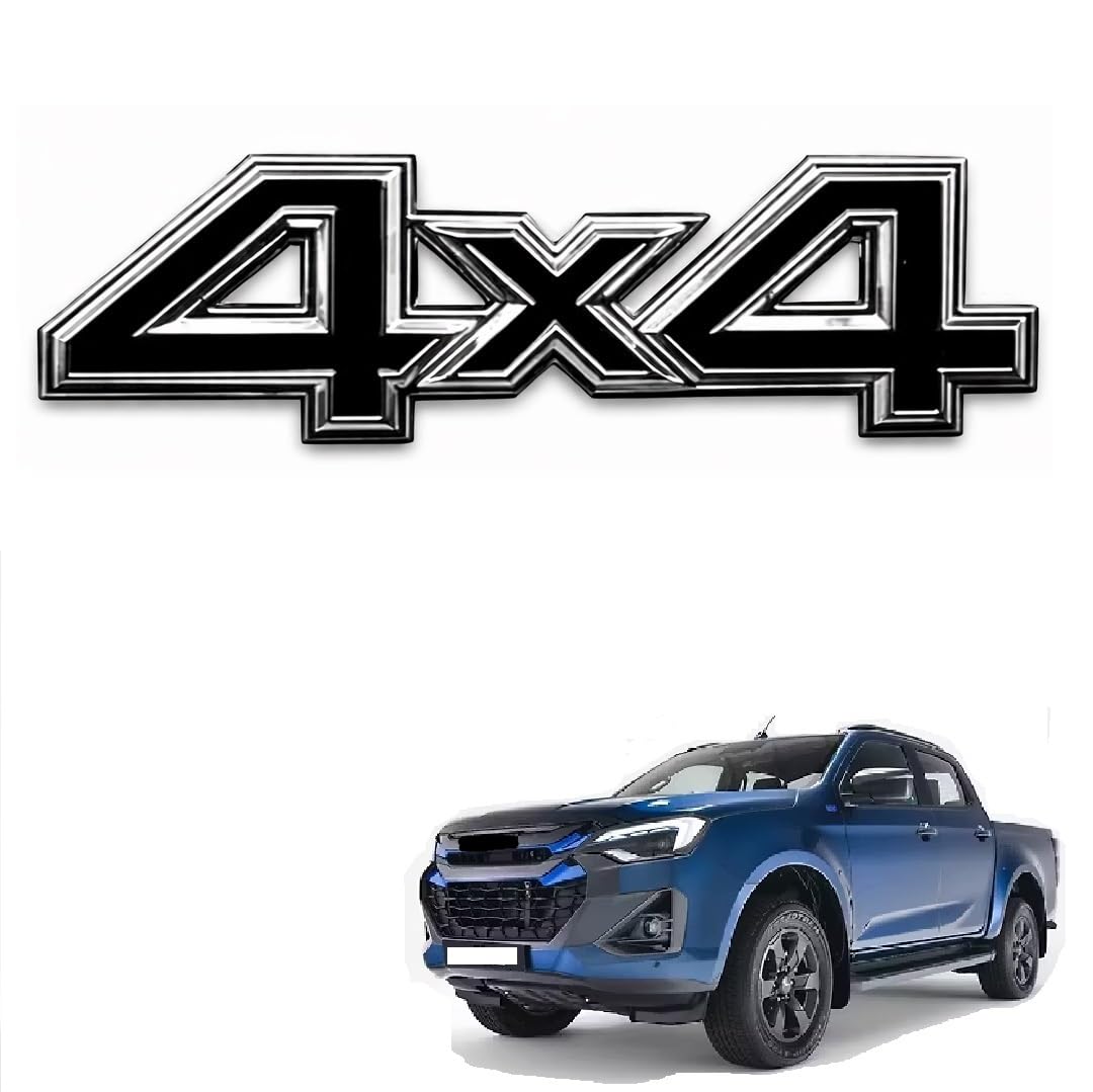 4x4 Chrome Car 3D Monogram Emblem Badge | 5 Inch Metal Logo Sticker for Isuzu V-Cross | Fender & Tailgate Decoration | Universal Fit | Black & Chrome Finish-image-19