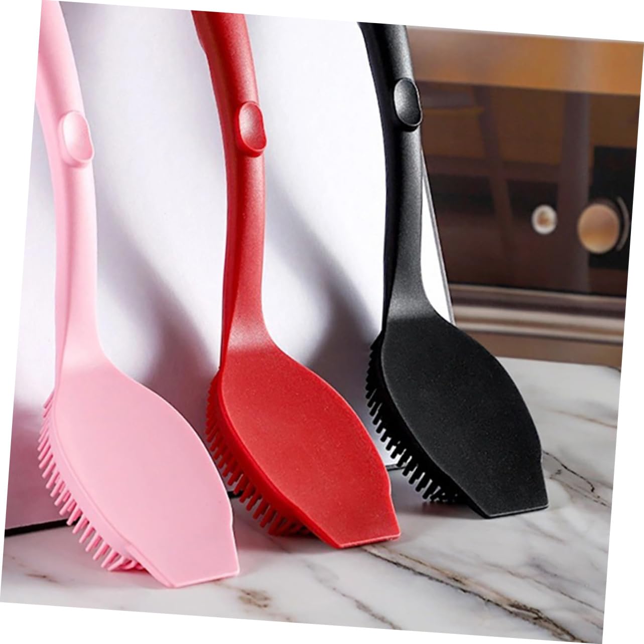 minkissy 3pcs Spazzola di Pulizia Pan Spazzola In Silicone Utensili Resto Stoviglie Pulizia Piatto Scrubber Manico Lungo Spazzola Pentola Spazzola A Sfera Spazzola Grasso Padella Lavello Piatti Da