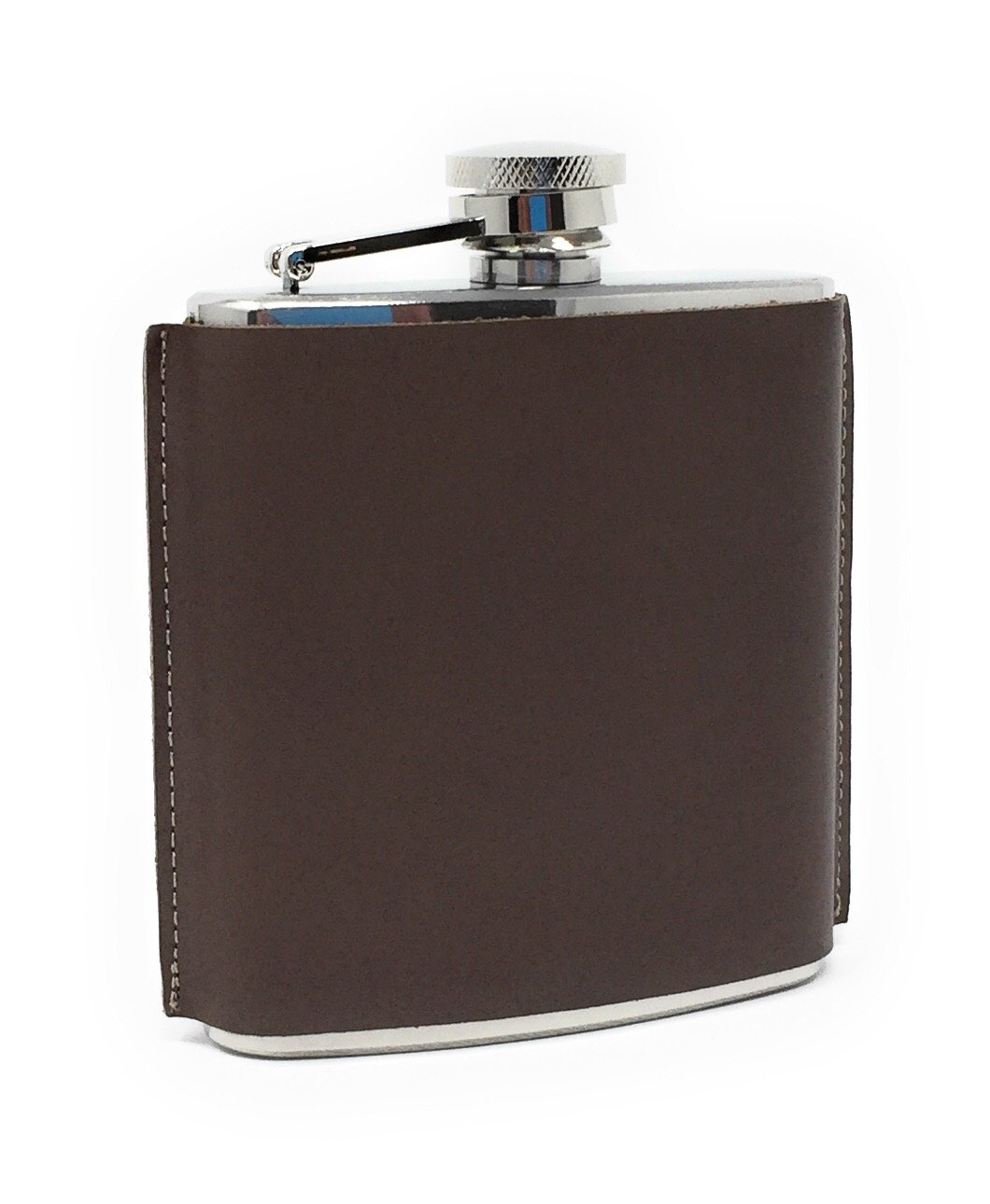 Gift Base Fiaschetta In Acciaio Inox 177 Ml Con Custodia In Similpelle – Colore Marrone, Design Esclusivo
