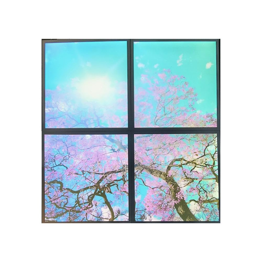 Cherry Blossom Sky Ceiling Light Box, LED Panel, 4 Pcs of 60x60Cms / 600x600mm, Mimics Natural Light for Office and Home (2D, 40W, 6500K)