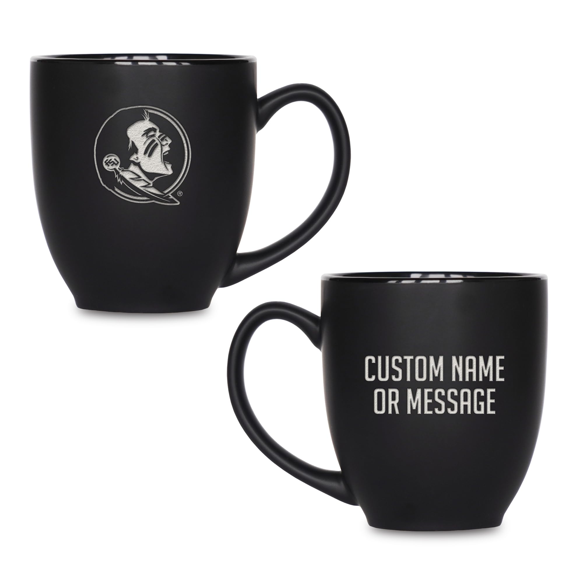 Rico Industries NCAA Primary 15-Oz Personalized Matte Black Bistro Mug - for Hot or Cold Drinks