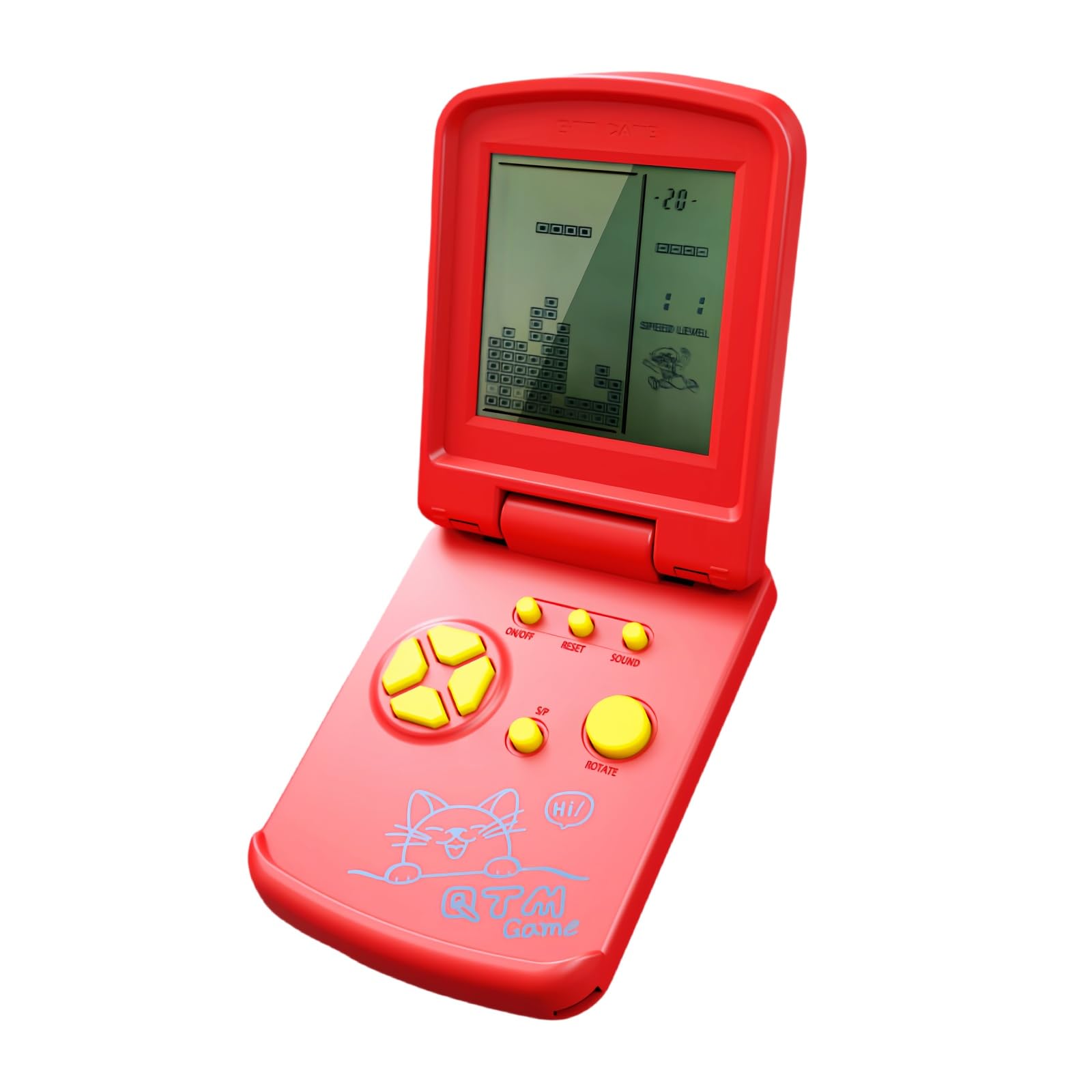 JXD 3.5-Inch Screen Block Game Console With Unique Flip Design Built-in 26 Retro Games Multiple Modes Adjustable Difficulty/Speed Children's Educational Game Toys Christmas (Red)
