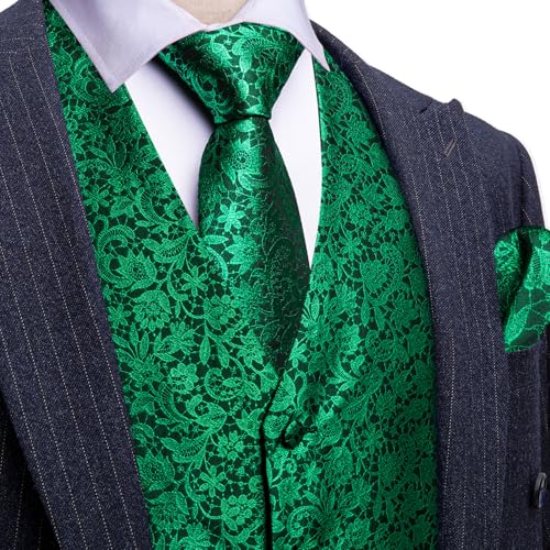 Image of Barry.Wang Men's Suit Vest Formal /Leisure Paisley Jacquard Silk Tie Pocket Square Waistcoat Set Wedding 5PCS