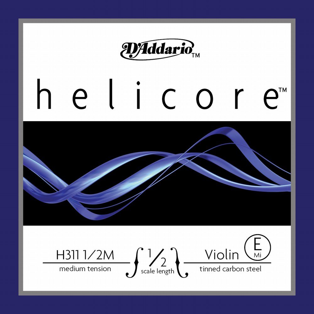 D´Addario Helicore Violin Single E String, 1/2 Scale, Medium Tension, Bulk 10 - Pack, H311 1/2M