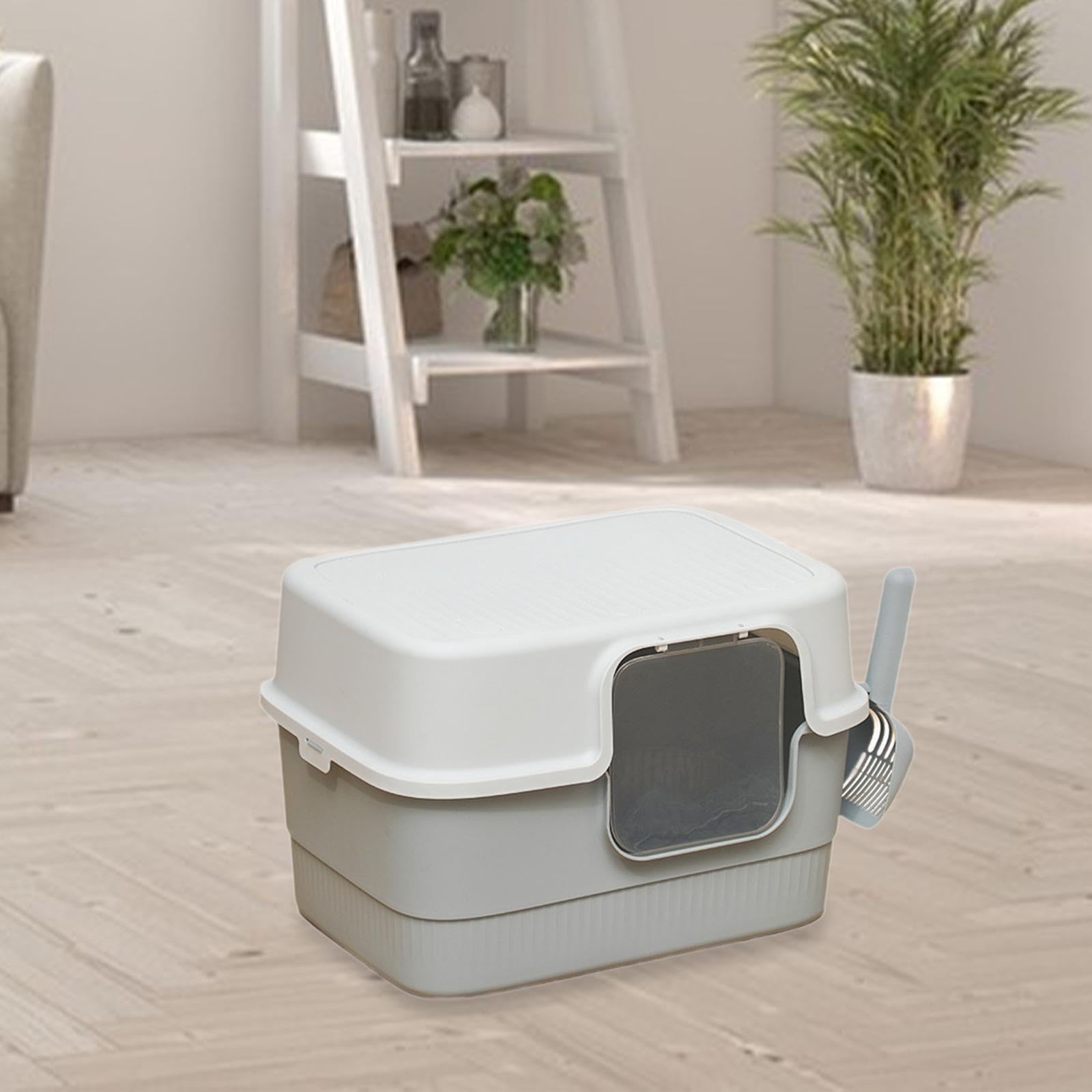 Arenero Cerrado para Gatos con Bandeja Grande, Tapa Extraíble, Entrada Amplia, Fácil de Limpiar, Material PP, Apto para Gatos de Interior.