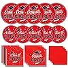 Graduation party plates and napkins gatherfun graduation decoration 2025 red disposable paper plates luncheon napkins cocktail napkins for congrats grad party decorations serve 50  urban country home decor