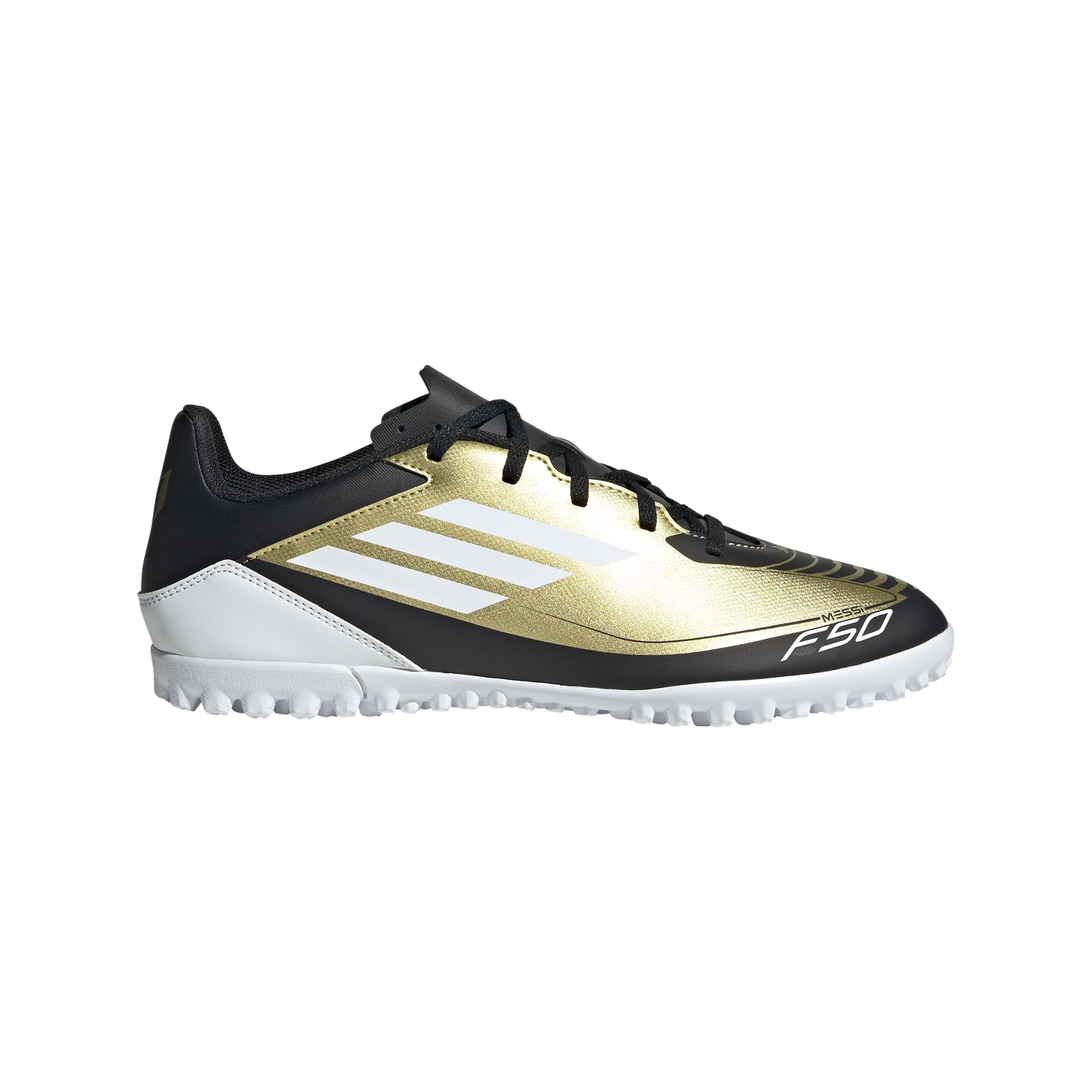 adidas Unisex - Adulto F50 CLUB MESSI Football boots Turf, GOLD / FOOTWEAR WHITE / CARBON BLACK , 42 2/​3 EU
