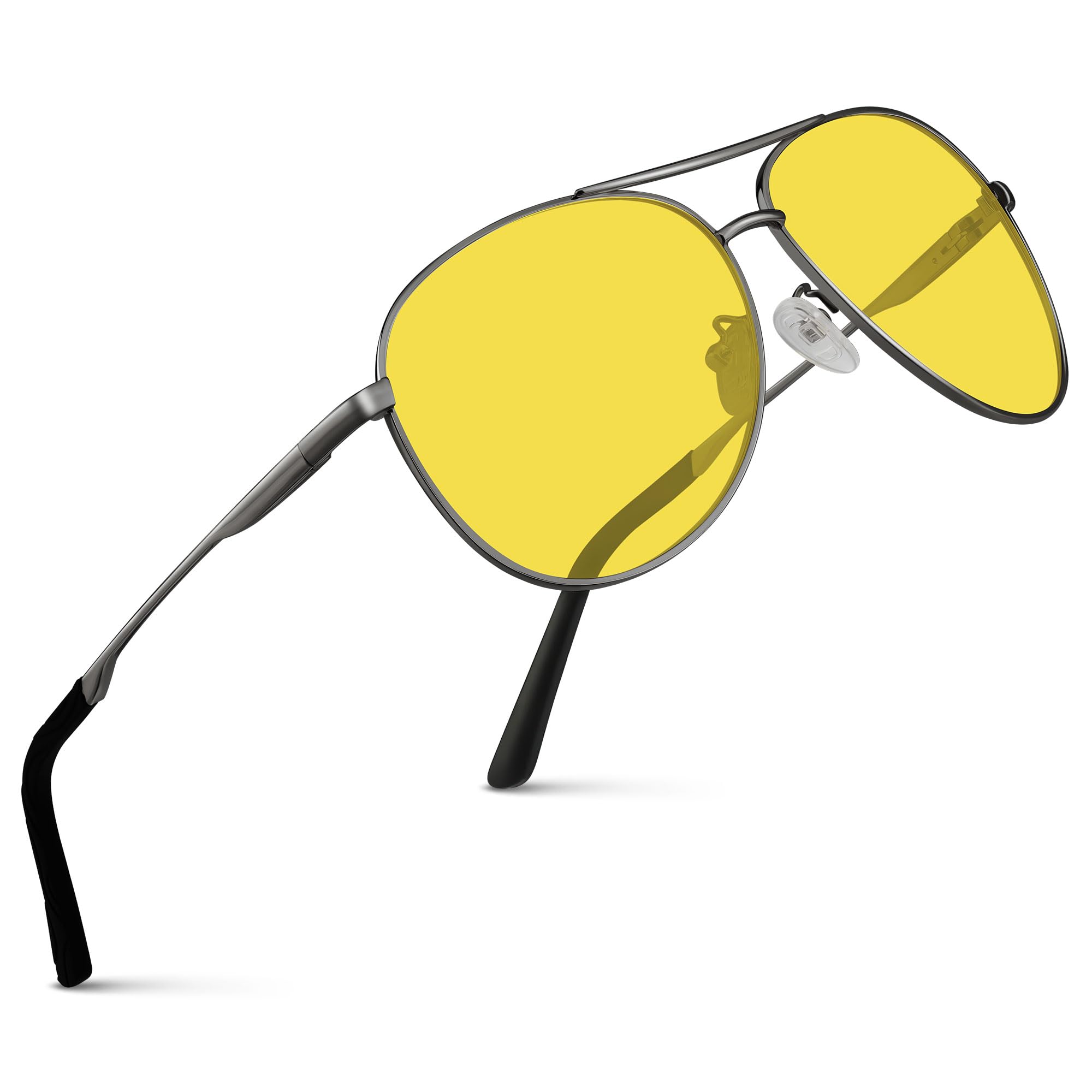 wearPro Pilot Night Driving Glasses-Anti Glare glasses for Men-Women-Polarised-Metal-Unisex-Sports-UltraLight-Vintage-Classic-UV400-Yellow Lens Night Vision For Driving,Fishing,Running-hui